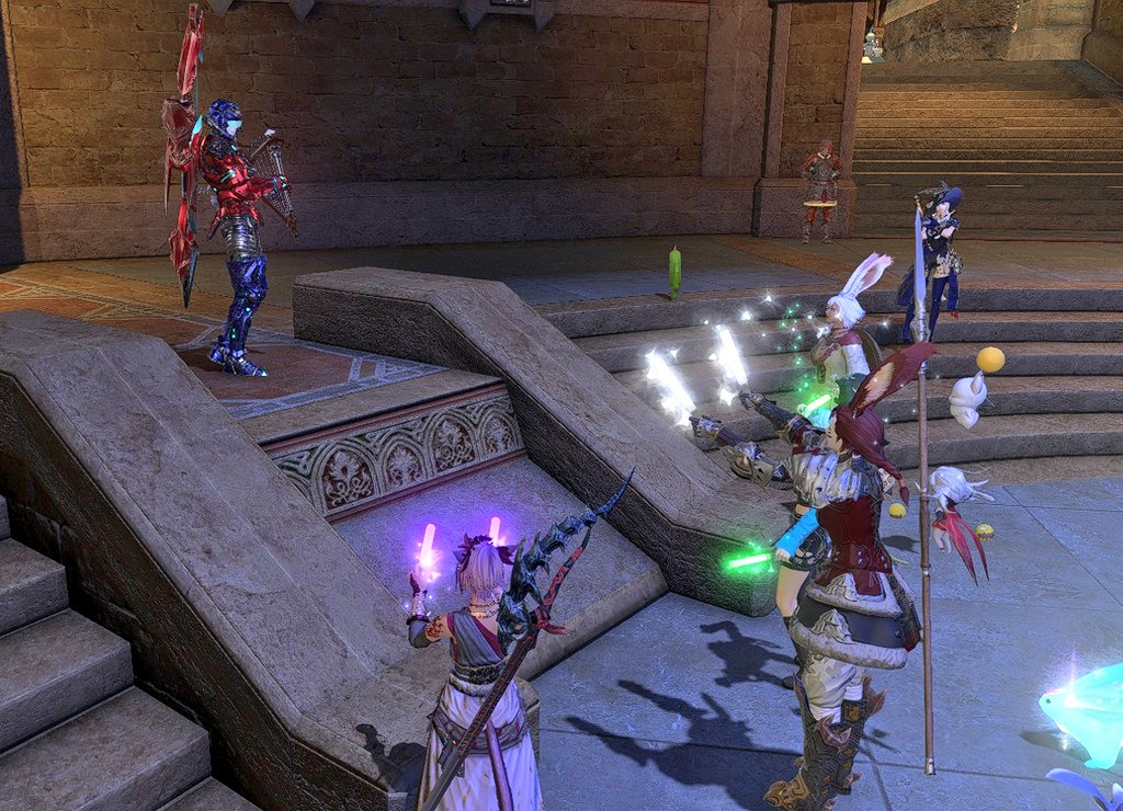 SrinityFF's tweet photo. Kibbles showed edgy Jack Rhoswen's house, then barded for the few active FC members, then did pvp on Primal with my FC leader and friend, and after we were treated to another little concert. 😺
#miqote #Viera #Au_Ra #hyur #FFXIV #friends https://t.co/DGoqy1ykLD