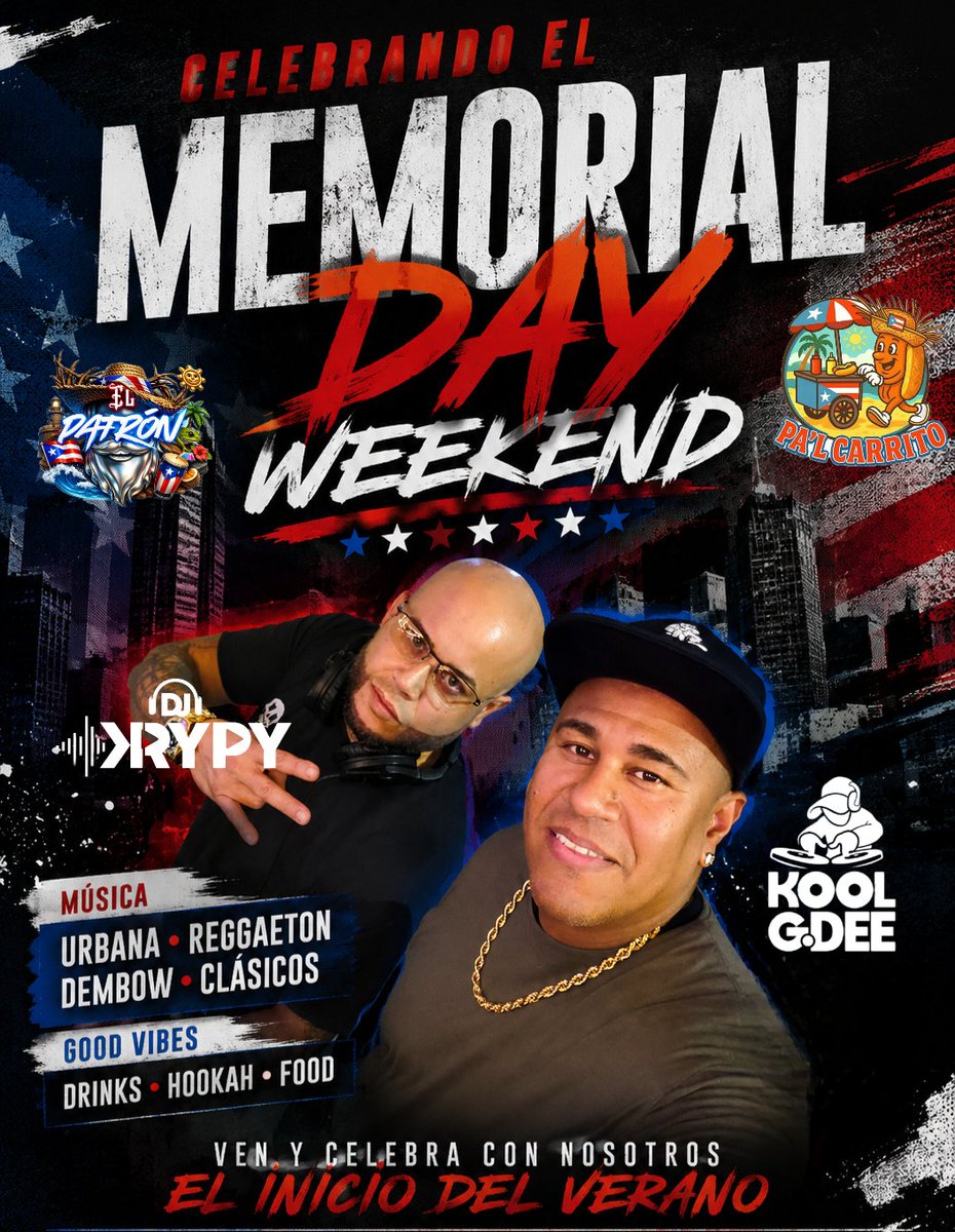 KOOLGDEE's tweet photo. Hoy sabado Mayo 23 2026 celebrando el Memorial Day Weekend en El Patron Sport &amp; Bar en Winter Haven Fl DJ KRYPY &amp; Kool G Dee llegale y si tienes munchies recuerda que aqui esta Pa'l Carrito!!! https://t.co/AYhFffigr9