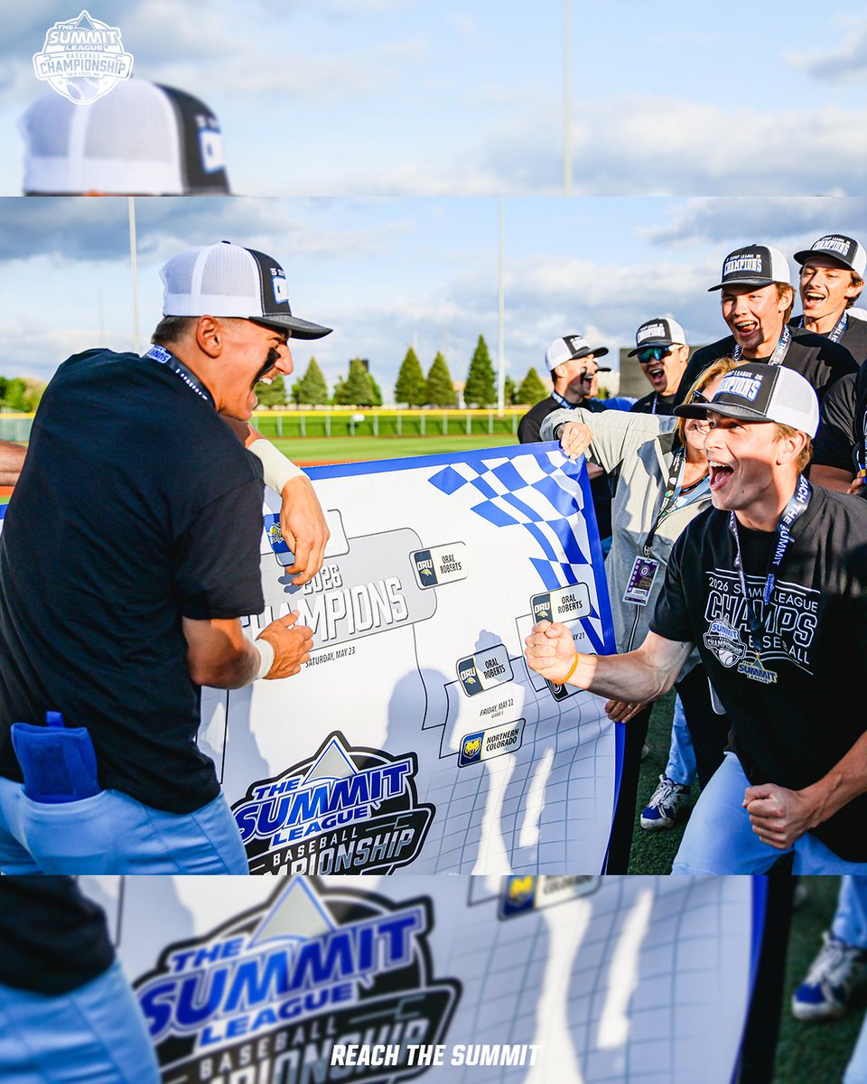 TheSummitLeague's tweet photo. 𝗢𝗡 𝗧𝗢𝗣 ⛰️⚾️

Your 2026 #SummitBSB Champions, @GoJacksBaseball  🏆

More from the title game ⬇️
🗞️ » https://t.co/b952jWU08H
📸 » Kylie Macziewski

#ReachTheSummit x @GoJacksSDSU x @NCAABaseball https://t.co/aUXNh0J1T9