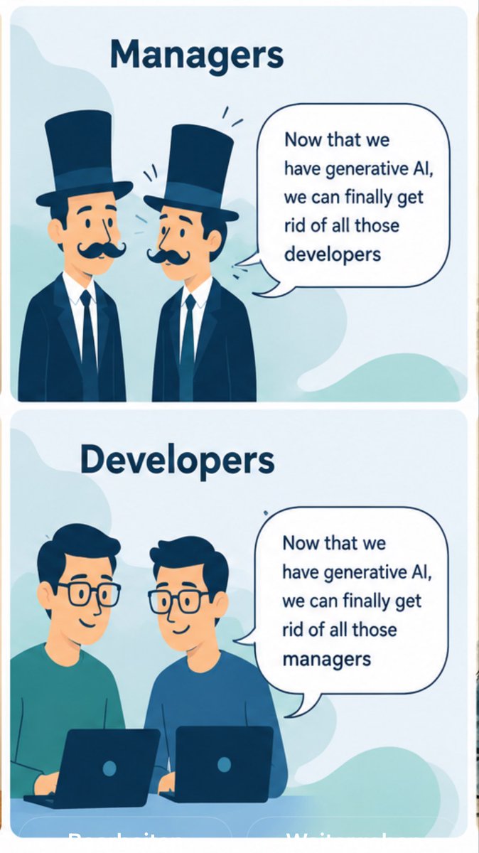 lsswiss's tweet photo. Who wins the race? Managers or Developers? 😁😃 

we’d say both:

a core business suite like aBusiness needs AI Enthusiasts on the forefront who can scale and integrate rapidly evolving business needs. https://t.co/uoxbK4y5A3