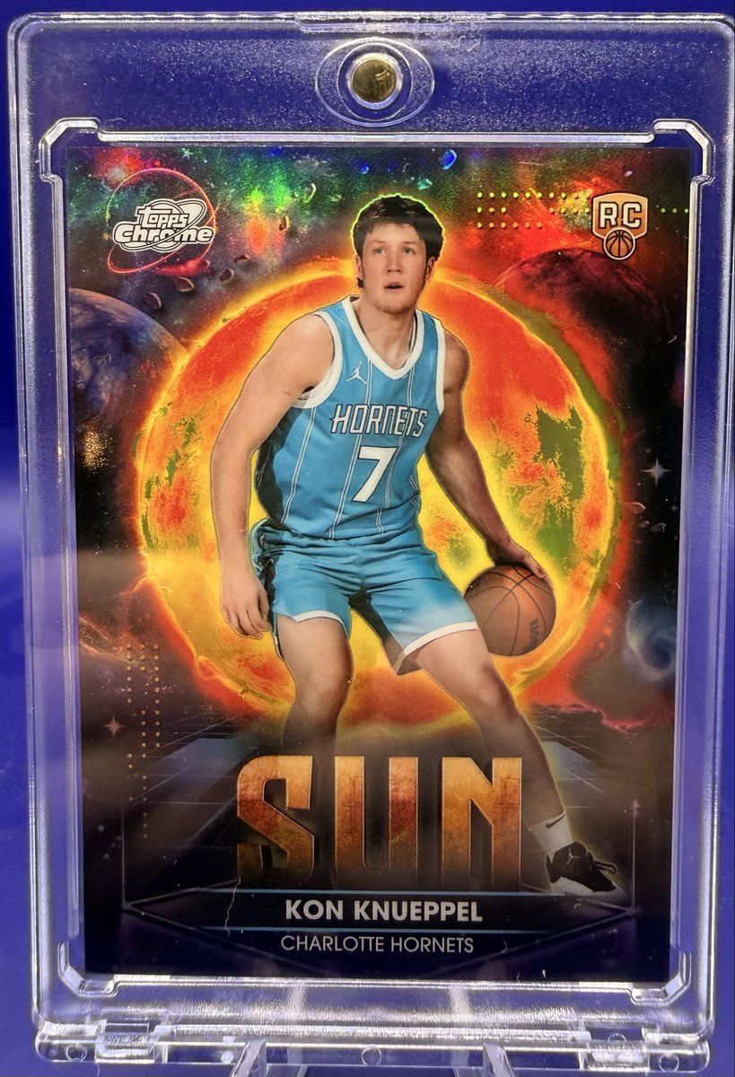 SellThenThink's tweet photo. 2025-26 Topps Cosmic Chrome Kon Knueppel Sun Case Hit SSP 

$230 shipped obo https://t.co/eYlnnxRfDc