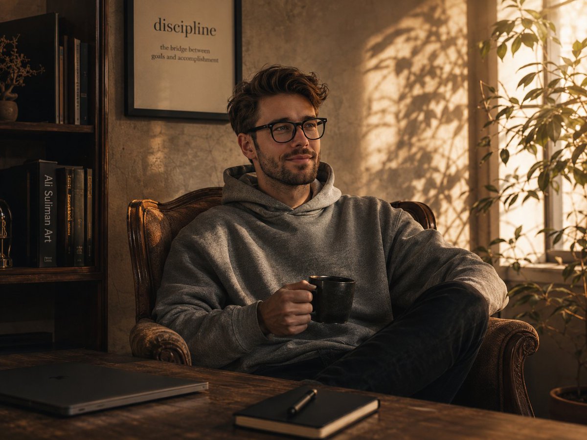 Golden Hour Intellectual Study Portrait