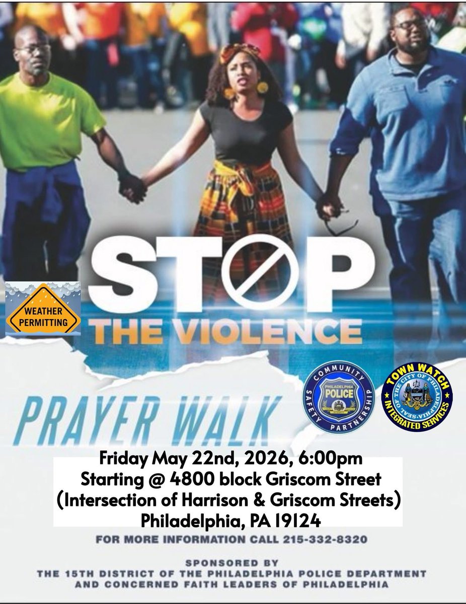 gregbucceroni's tweet photo. Friday evening’s 15th Police District’s Stop the Violence Faith-Based Prayer &amp; Peace Walk community event. The rain couldn’t stop us from spreading the word. @PPD15Dist @PhilaTownWatch https://t.co/zSyCOBHkld