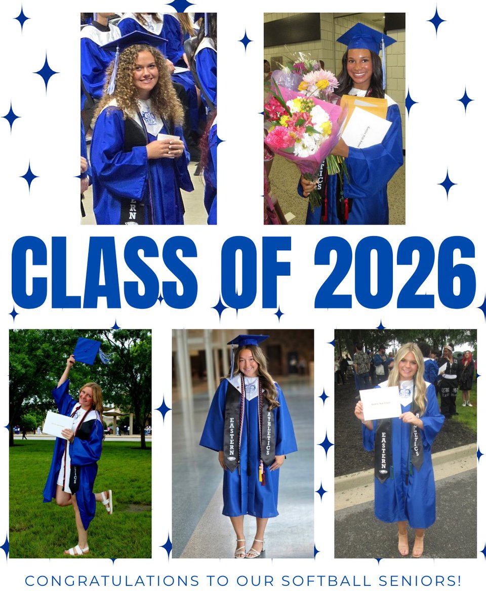 EHSKYSoftball's tweet photo. Congratulations Emma, Edie, Ryleigh, Layla and Kelsey! The end of a chapter, the start of something even bigger. Forever proud of these seniors. 🎓 🦅💙🥎 #FlyEastern https://t.co/1FFBaZ55u8
