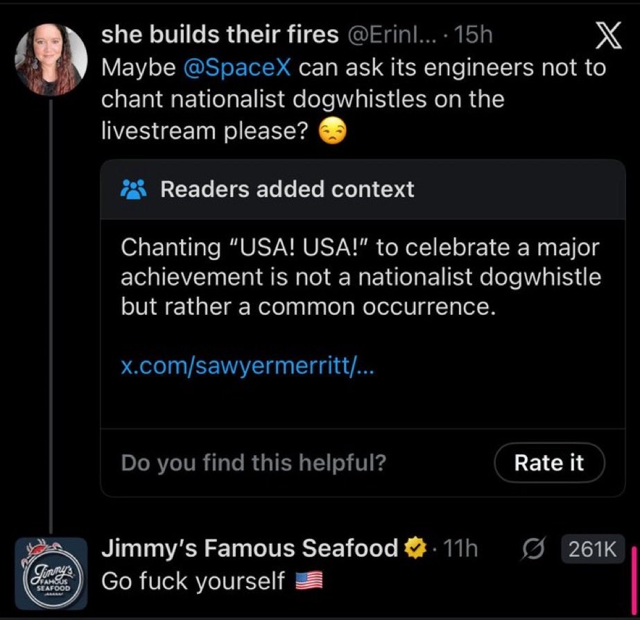 EvanGilmer420's tweet photo. @JaredDenson17 Well done patriot! But I prefer @JimmysSeafood https://t.co/XTjF8ggTEt