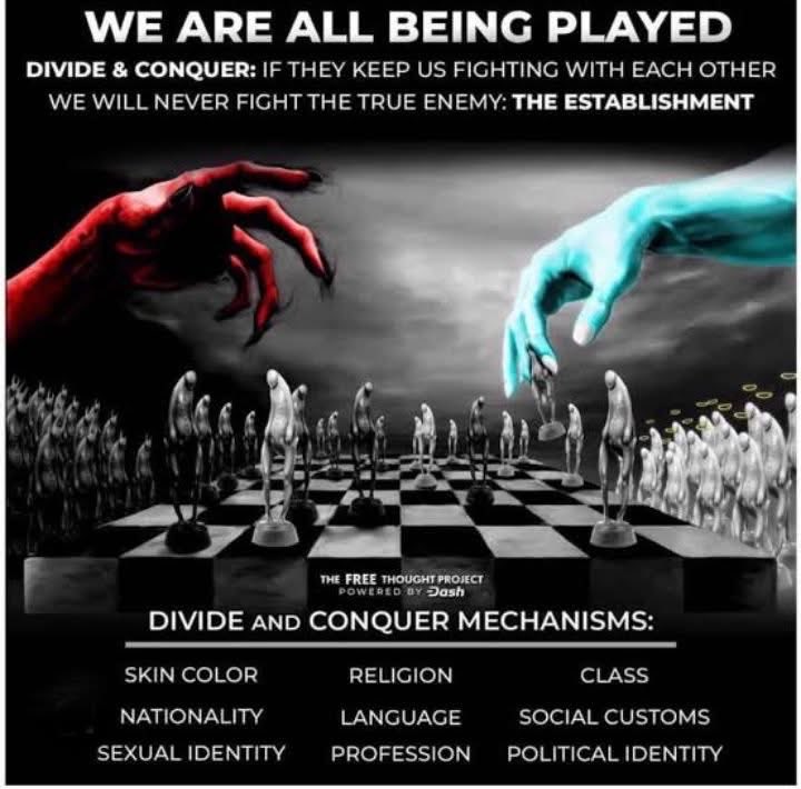 LifeBeyondLight's tweet photo. And don't forget the age divide they constantly try to push through social media. 

"This generation is better than that generation."

"Our generation had it harder than your generation."

"We were better parents than the parents of today."

And so on... https://t.co/Qu4CtQnobJ
