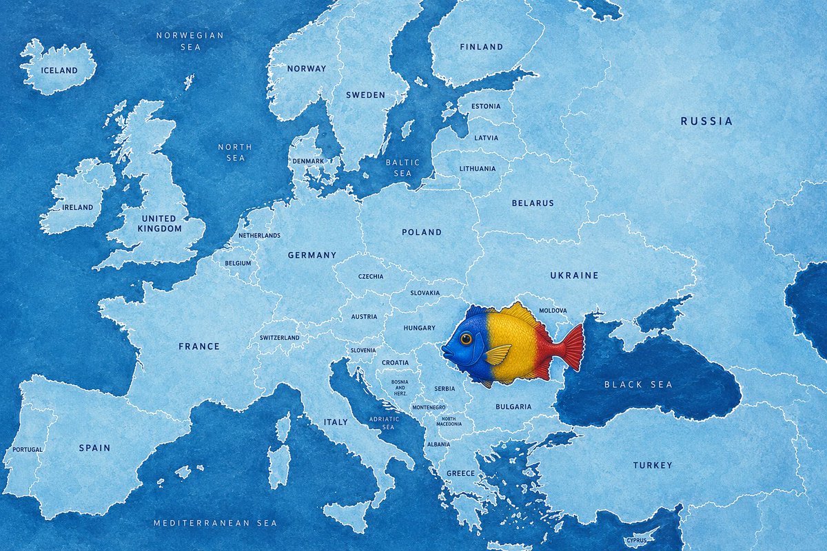 thebeehivetree's tweet photo. @chronocarta Actually Romania 🇷🇴 does look like a fish 🐠: 
:) https://t.co/fbJ2pEtZqe