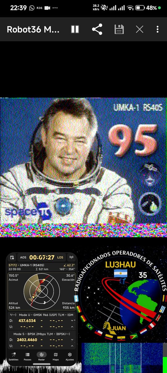 LU3HAU's tweet photo. Umka 1 over 🇦🇷
Elev max 62°
24/05/2026
01:37 UTC
UV5R + Moxon

#SSTV #UMKA1 #RS40S #SpacePi #УмКА1 #Moxon #look4sat #Robot36 https://t.co/AnwKKinUe0