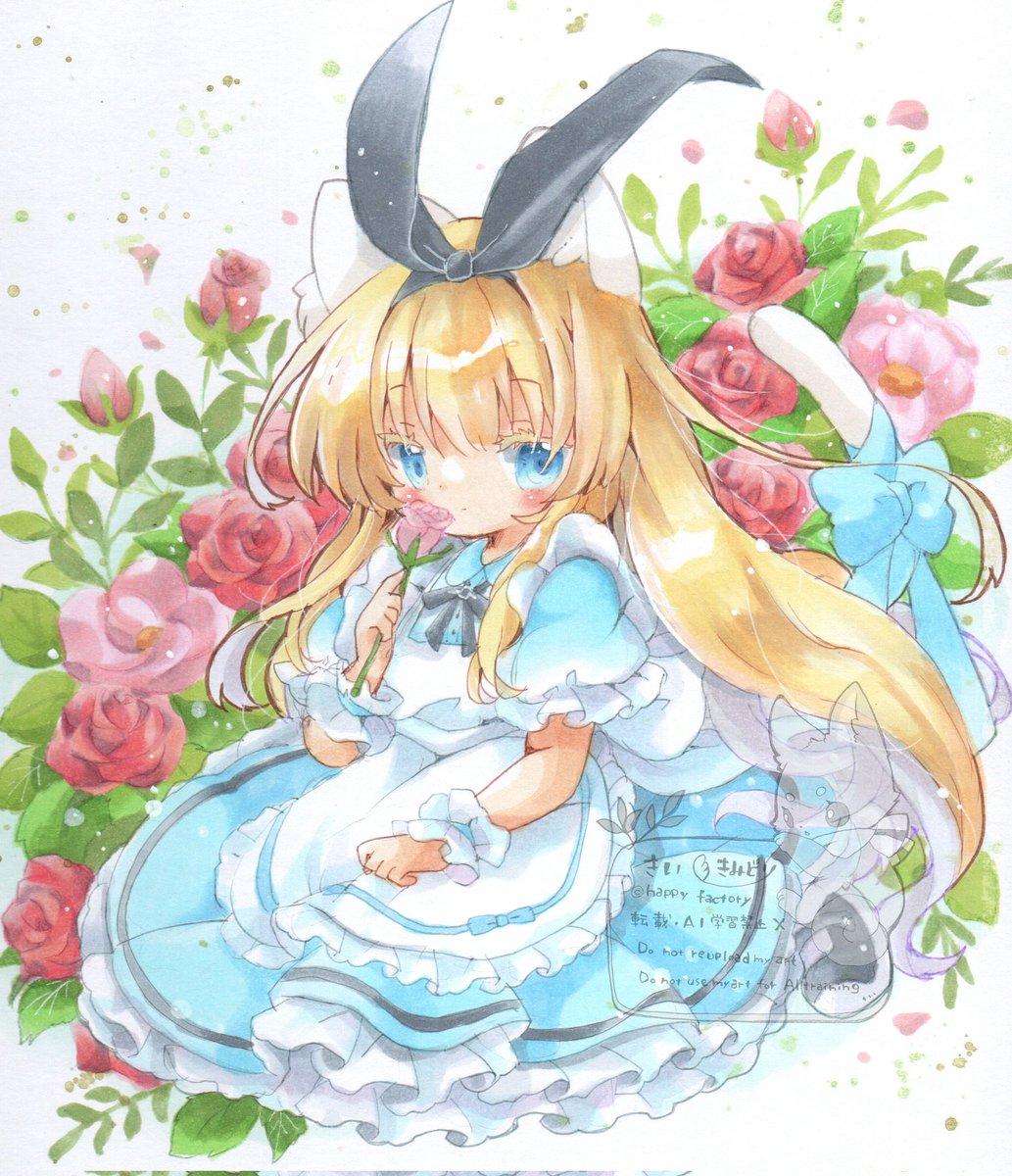 アリス 「白猫アリスちゃんと白猫ちゃん」|きい(きみどり)のイラスト