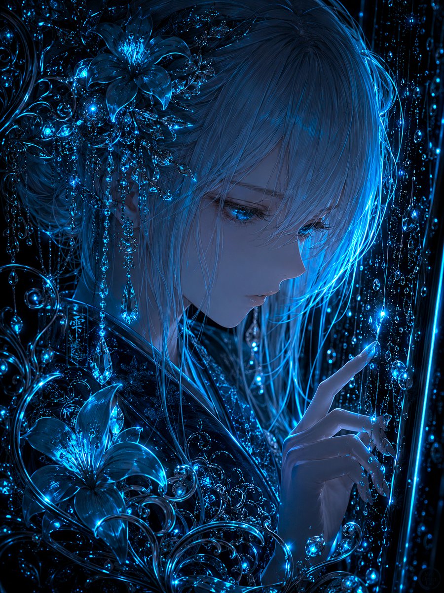 月より冷たい雨』 ー雫（Shizuku）ー SFW AI illustration. Elegant