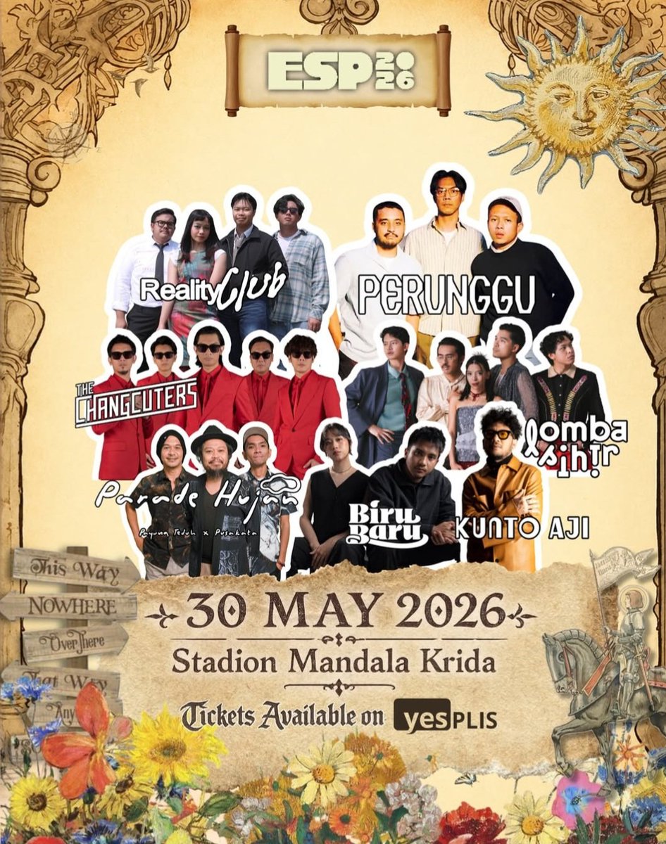henneseeyy's tweet photo. WTS TIKET ESP 2026 UNDERPRICE WEB

Line Up: Reality club, Perunggu, Changcuters, Lomba Sihir, Parade Hujan, Biru Baru, Kunto Aji
📆 : 30 Mei 2026
📍: Stadion Mandala Krida Yogyakarta
price : 150/tix

COD YUK YUK https://t.co/LjVMwnwloE