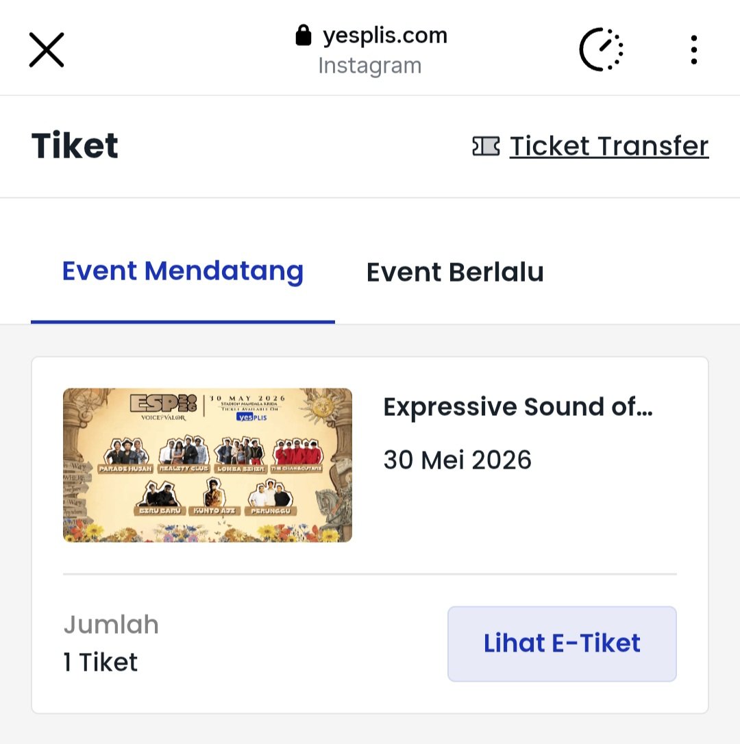 henneseeyy's tweet photo. WTS TIKET ESP 2026 UNDERPRICE WEB

Line Up: Reality club, Perunggu, Changcuters, Lomba Sihir, Parade Hujan, Biru Baru, Kunto Aji
📆 : 30 Mei 2026
📍: Stadion Mandala Krida Yogyakarta
price : 150/tix

COD YUK YUK https://t.co/LjVMwnwloE