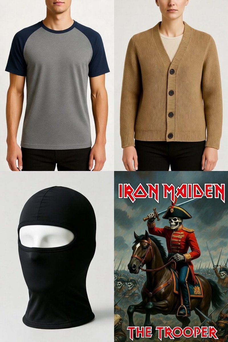 Bailsapotomous's tweet photo. @fasc1nate 4 items, 1 common thread:
The Charge of the Light Brigade, Battle of Balaclava (1854).
- Lord Raglan (sleeves), the commander
- Charge led by Earl of Cardigan (sweater)
- Balaclava (mask)→ named for the battle
- Iron Maiden’s song “The Trooper" about the doomed cavalry charge https://t.co/7OPcZZd6s9