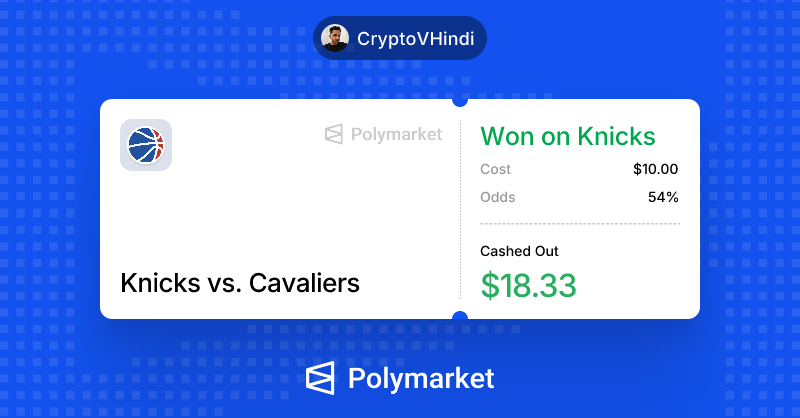 CryptoHindidemo's tweet photo. 🚨 CASHED OUT ANOTHER WIN ON @Polymarket    🏀🔥

✅ Knicks trade closed in profit
💰 $10 → $18.33
📈 Clean NBA flip secured
Took the position at 54¢ and let the market do the rest 😮‍💨 https://t.co/kenteQpWfJ