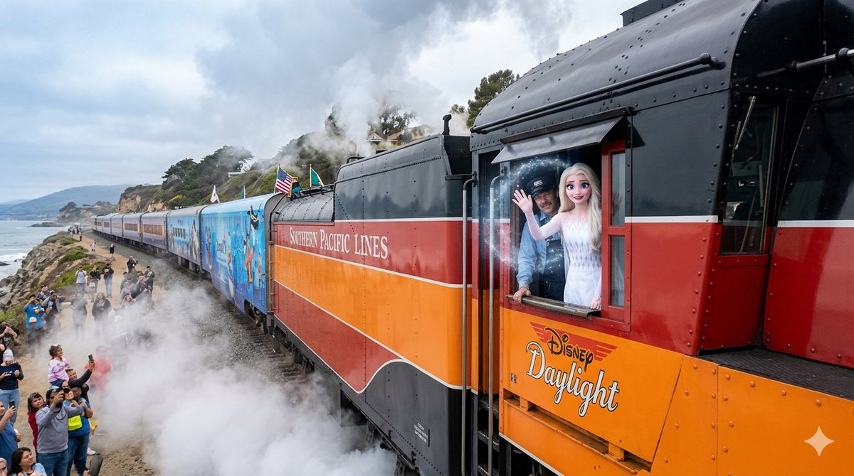 JohnPierson2005's tweet photo. Elsa and the Southern Pacific Daylight 4449 #Elsa #Frozen2 #southernpacific4449 https://t.co/1JydxjXUW1