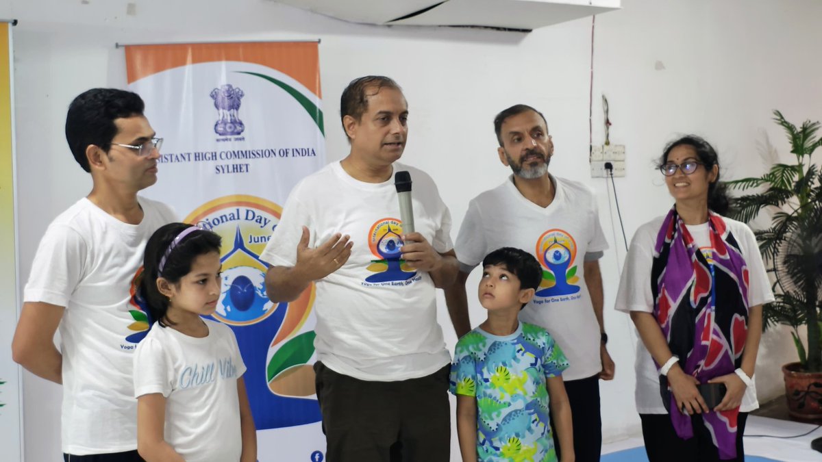 ahcisylhet's tweet photo. AHCI Sylhet observed (May 22) a run-up event of International Yoga Day - 2026 for all officials and family members inside AHCI premises, which was conducted by Yoga instructor Shri Alok Talukder. 1/2

@MEAIndia 
@ihcdhaka 
@moayush https://t.co/ullZTcvrlK