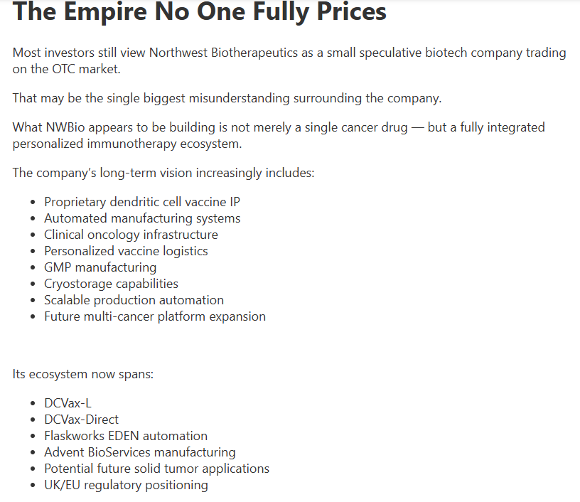 SouthernDrive21's tweet photo. $NWBO The Northwest Biotherapeutics Empire Forecast 2030: Why Northwest Biotherapeutics Is the Most Underestimated Cancer Immunotherapy Company in the World  https://t.co/HwvgNKXCgP https://t.co/cTbK3BxeqU