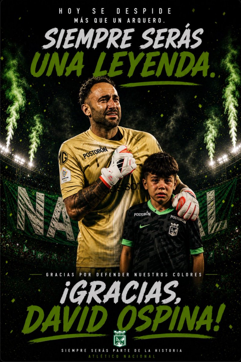 AtNacionalVAVEL's tweet photo. 🥹🧤Hoy no se despide solo un arquero. Se despide una leyenda eterna de @nacionaloficial. 💚

David Ospina defendió este escudo con gloria, carácter y amor por estos colores. Gracias por tantas noches inolvidables y por hacer más grande nuestra historia.🏆

¡Siempre serás eterno! https://t.co/8qfEzlk5au