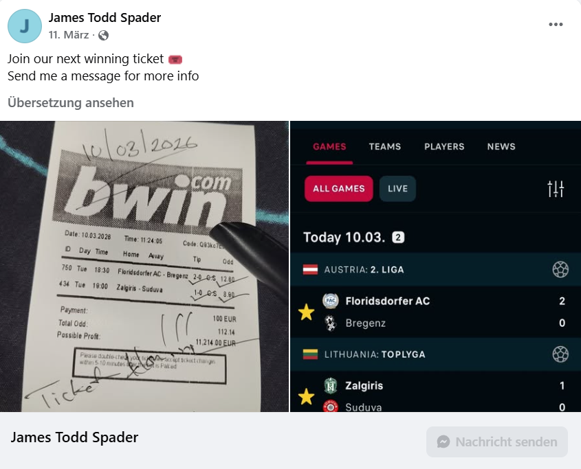 SpaderAngels's tweet photo. #JamesSpader #Impersonation
#Meta #Facebook #Scammer

Even after being reported multiple times, such posts or fake profiles are not flagged as fraud or deception by Meta’s algorithm. It is becoming increasingly easy for scammers to carry out their scams directly on Facebook, rather than having to lure victims to external platforms. Fraud attempts are also rampant in chats, yet the system does not detect any rule violations! The situation on Facebook/Meta is not improving; instead, it's escalating further and further.

Please report this profile:
https://t.co/XDCpppOjk8