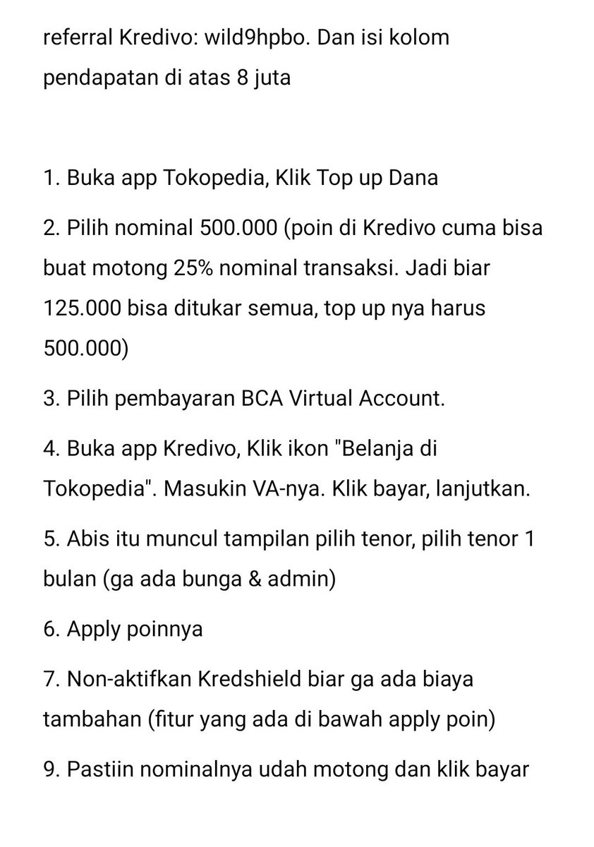 oodukamai's tweet photo. Dapet bonus saldo Dana 125.000 dari tukar poin Kredivo

Biar langsung dapet 125.000 poin, pake kode referral wild9hpbo di Kredivo. Kolom pendapatan diisi di atas 8 juta, kurang dari itu bisa ditolak

Benefit lain dapet 12 voucher cb &amp; diskon 50% s.d. 100K minbel 50K. Cek pinned https://t.co/wlw5YtfoQw
