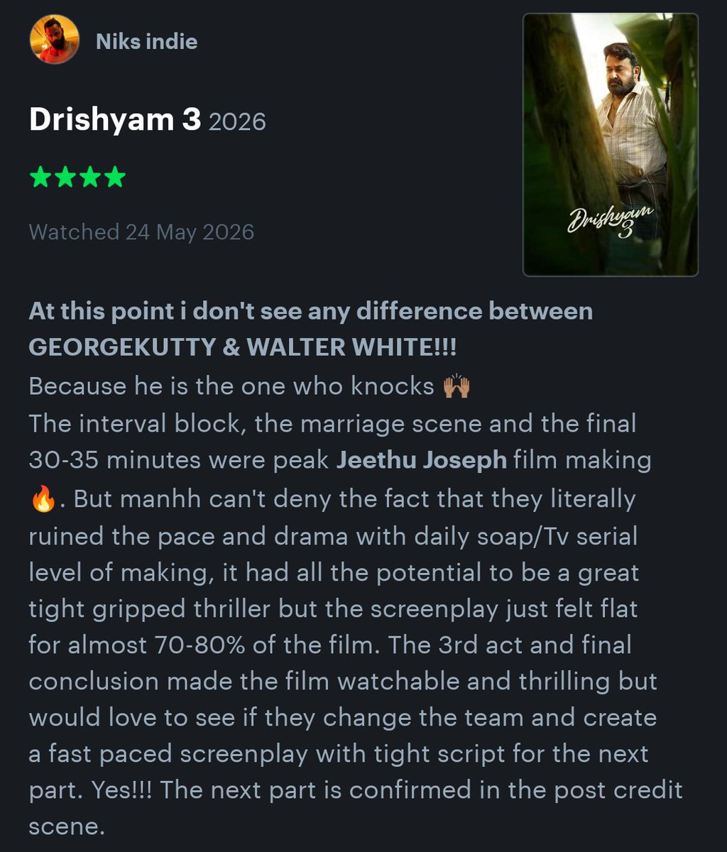Filmiphile's tweet photo. #drishyam3review https://t.co/OMaiDnBReA