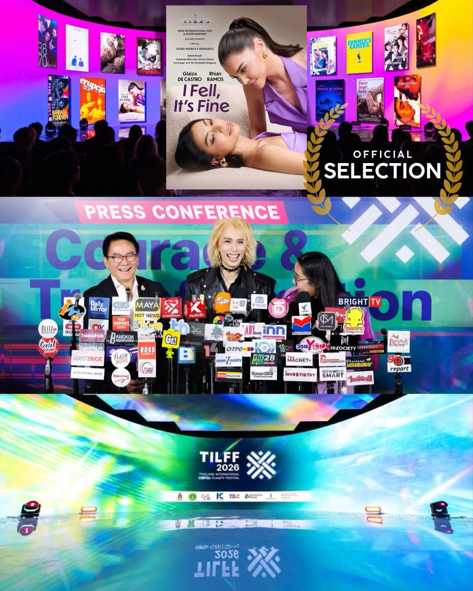 widefilmprod's tweet photo. "I Fell, It's Fine" earns Official Selection at the Thailand International LGBTQ+ Film &amp; TV Festival 2026 ✨

June 5–7, 2026 • Paragon Cineplex, Thailand 📍

#IFIF #IFellItsFine #TILFF #Rastro @glaizaredux @whianwamos https://t.co/Ab3VOyNHUv