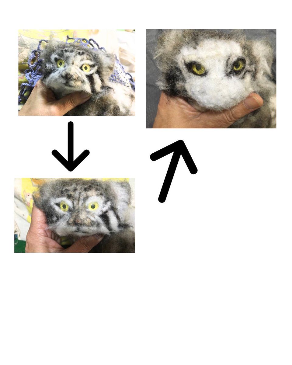 羊毛マヌルのグルーシャちゃん進捗状況 羊毛フェルトのマヌルネコ