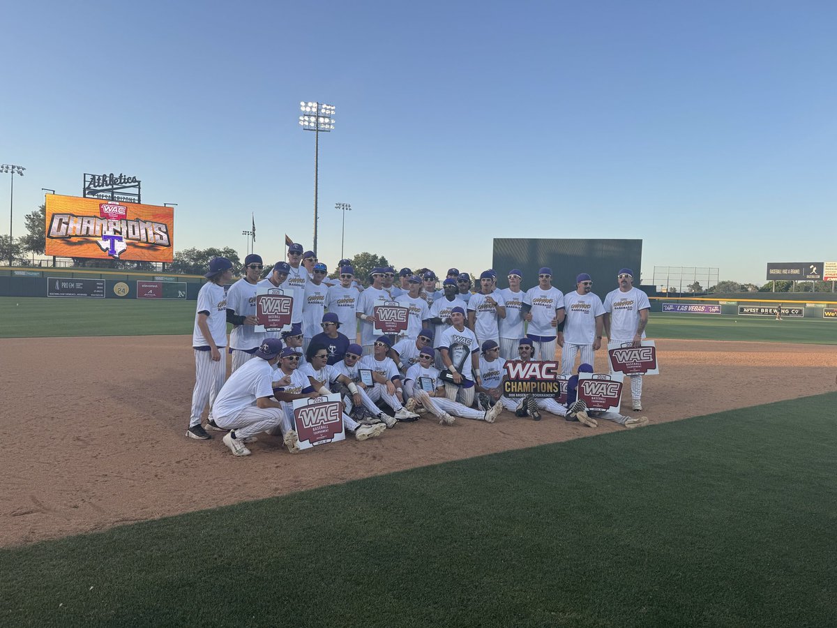 STEVEURYASZ's tweet photo. So proud of our @TarletonBase program for winning the WAC Tournament Championship today 🏆

That’s two out of the last three years for Texan Baseball, and now EIGHT conference titles for @TarletonSports this year! https://t.co/VG6Fjei8Vf
