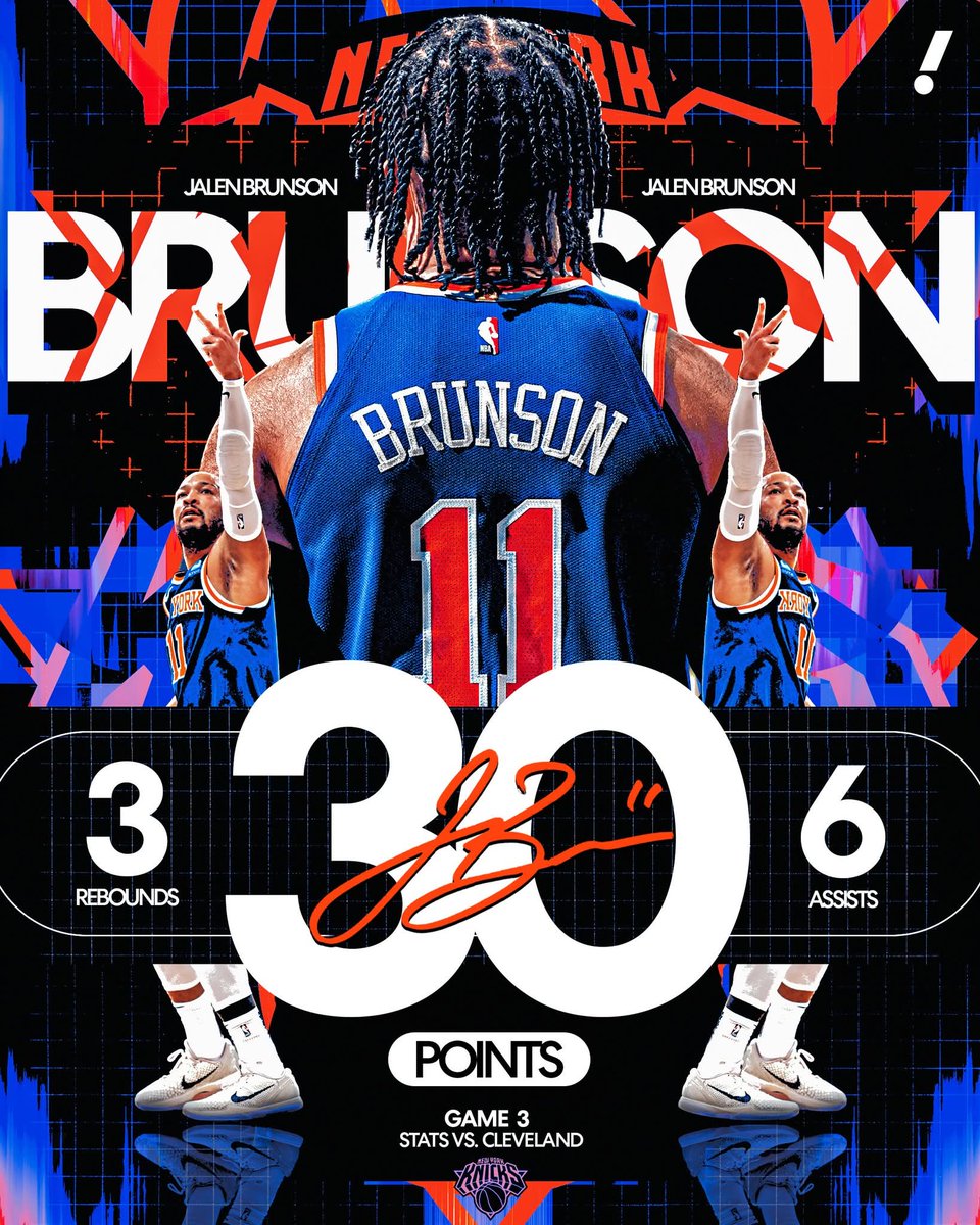 Tosen_Kaname_'s tweet photo. Jalen Brunson delivers ANOTHER playoff masterpiece as the Knicks roll past the Cavs in Game 3 🔥 #Cap11 #KingOfNewYork #AlwaysKnicks https://t.co/ldNfvnPzuB