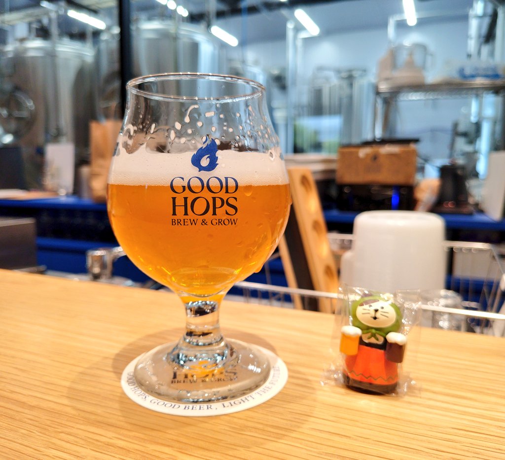 waranthi's tweet photo. 2杯目は「はじまりのIPA」をいただきます🍺
ハーバルな香り、飲んでみると思ったよりすっきりで味わいはシンプル。
個人的に好きな苦味感でこちらも美味しい😀
ちなみに横にいるネコはビール売りねこずきんです🐱(伝承園で購入)
#GOODHOPS
#クラフトビール https://t.co/ZYeY7AQJNX
