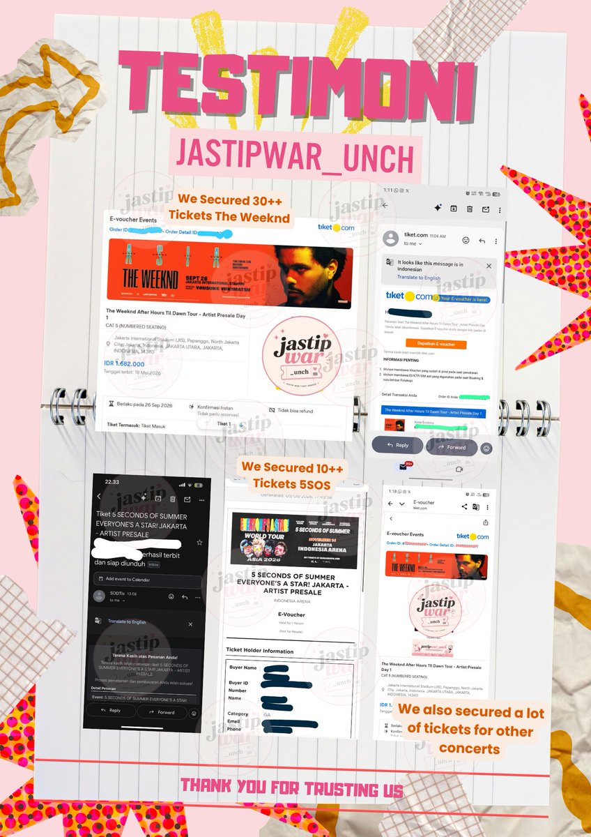 jastipwar_unch's tweet photo. 🎟️ OPEN JASWAR 🎟️
Avail for:
💥 BTS
💥 iKON &amp; MORE! 

✅ Trusted
💸 Affordable
❌ NO DP

Testimoni (Proof) 😍
Sweet massages from our cust = biggest happiness ever 
Thank you udah percaya sama @jastipwar_unch buat nemenin war tiket kalian  

DM us for TnC &amp; pricelist 💌 https://t.co/6vFekhkuIZ