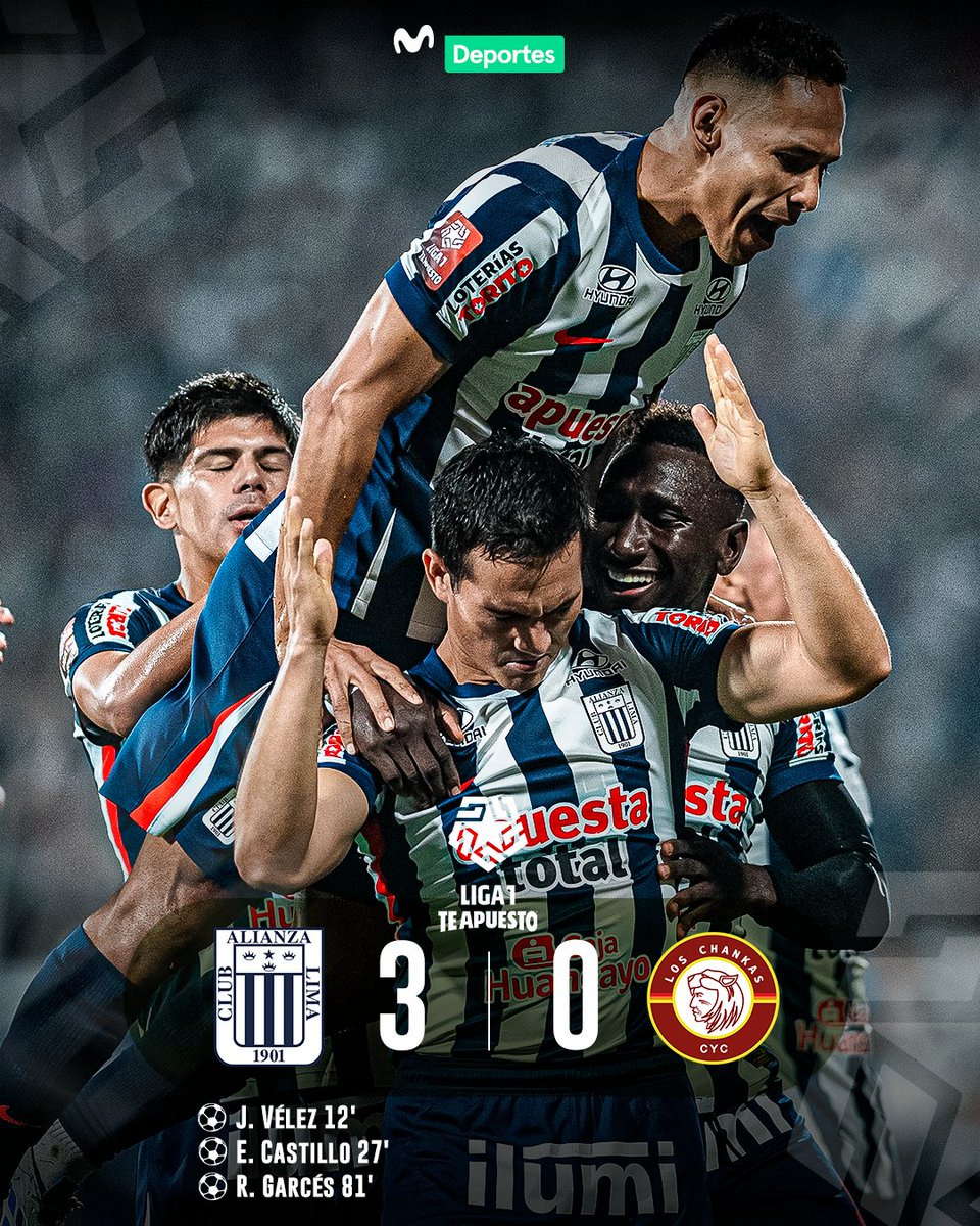 MovistarDeporPe's tweet photo. ¡Se terminó el partido! Alianza Lima derrotó a Los Chankas en el estadio Alejandro Villanueva, por la jornada 16 del Torneo Apertura. El cuadro ‘blanquiazul’ alcanzó los 39 puntos y se quedó con el primer campeonato de la temporada. 🇵🇪🏆

⏱️ FIN | #ALI 3 - 0 #CHA

#AlianzaVsChankasxMovistarDeportes

📸: @amelgarejob / Movistar Deportes
