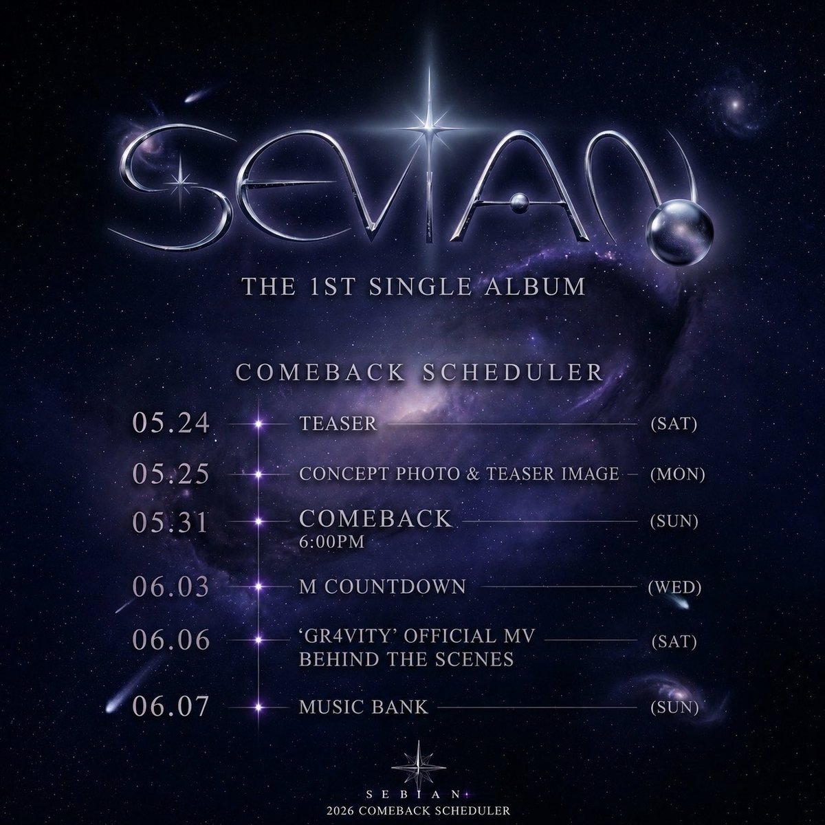 Sebian_j5y's tweet photo. ________✦ 𝓢𝓮𝓫𝓲𝓪𝓷 𝓦𝓮𝓮𝓴 ✦________

2026.05.31 1ST SINGLE ALBUM RELEASE

RANGE | Sei | Bin | Sevian enter official producer | PromotionX | MixOne enter

Rable | MixOne enter

MV,ALBUM RELEASE SITE

https://t.co/DWtKdoUppp https://t.co/BbIJMSapDy