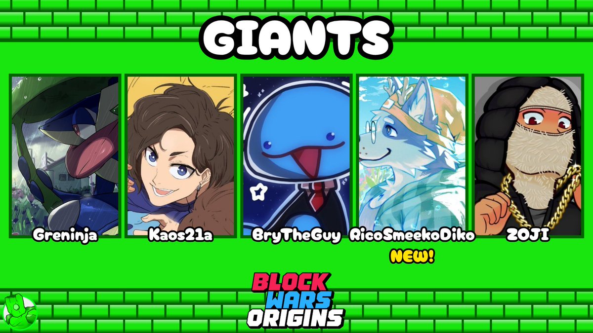 BenThereMC's tweet photo. I present to you all BenThereStudios's most awesome and 100000% accurate BlockWars:Origins Reloaded team predictions!! I took reloaded as a kinda "rebrand" term so ofc I had to throw in some cool newcomers (plus I just love using these graphics. Thoughts?? 1/2 https://t.co/dQ5jGbQIYY