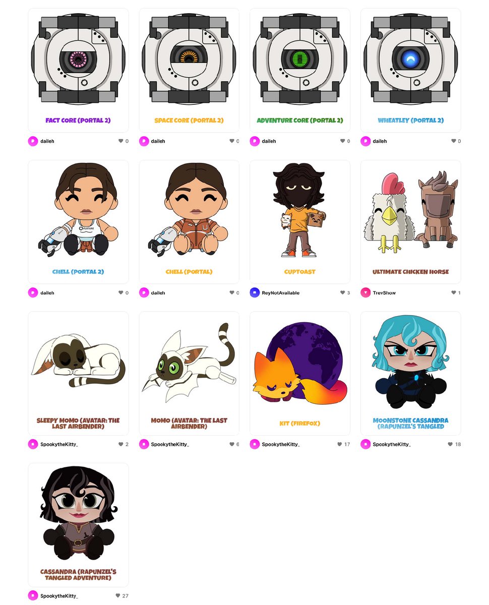 AlertsTalks's tweet photo. Here's a look at the latest submissions from Youtooz Community Page featuring designs from the following IPs/Creators:

Rapunzel’s Tangled Adventure
Firefox
Avatar: The Last Airbender
Ultimate Chicken Horse
Cuptoast
Portal
Portal 2

https://t.co/HFSFUFWD6k
(1/2) https://t.co/iyE1V2rkMm