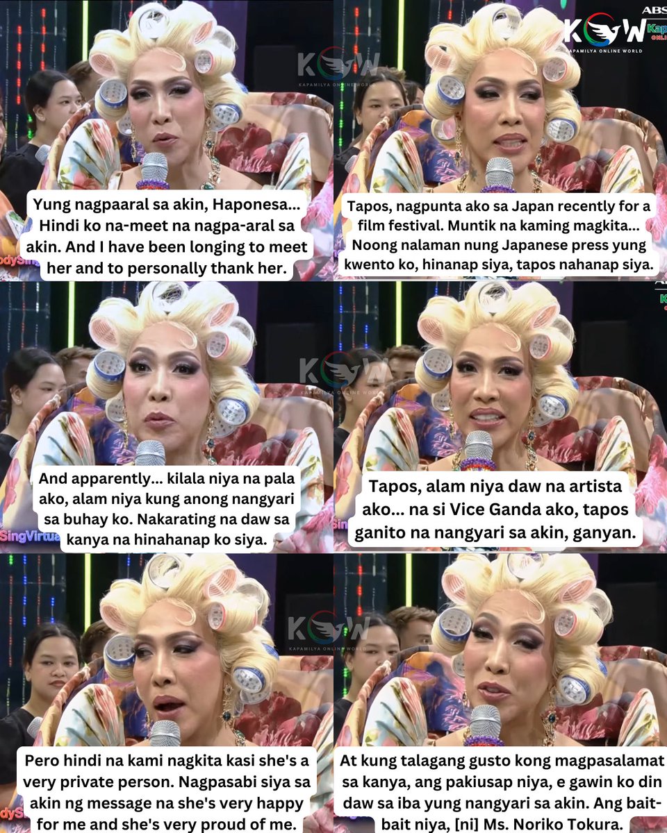 kowalerts's tweet photo. MAY MALALIM NA DAHILAN PALA BAKIT MARAMING SCHOLAR SI MEME 🥹🥹

Sa nagdaang episode ng #EverybodySing naibahagi ni #ViceGanda ang malalim na dahilan ng pagkakaroon niya ng maraming scholar.

Paraan pala niya ito upang maibalik ang kabutihang ginawa sa kaniya noon ng isang Haponesa na siyang tumulong na magpa-aral sa kaniya.

“Nagpasabi siya sa akin ng message na she’s very happy for me and she’s very proud of me,” kwento niya. “At kung talagang gusto kong magpasalamat sa kanya, ang pakiusap niya, e gawin ko din daw sa iba yung nangyari sa akin.”
