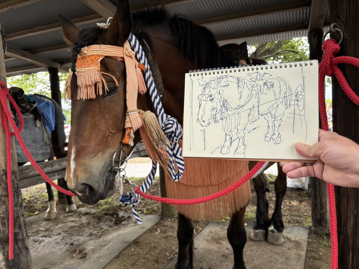ご厚意に甘えて 野馬追参加のお馬さんスケッチ✒️🐎