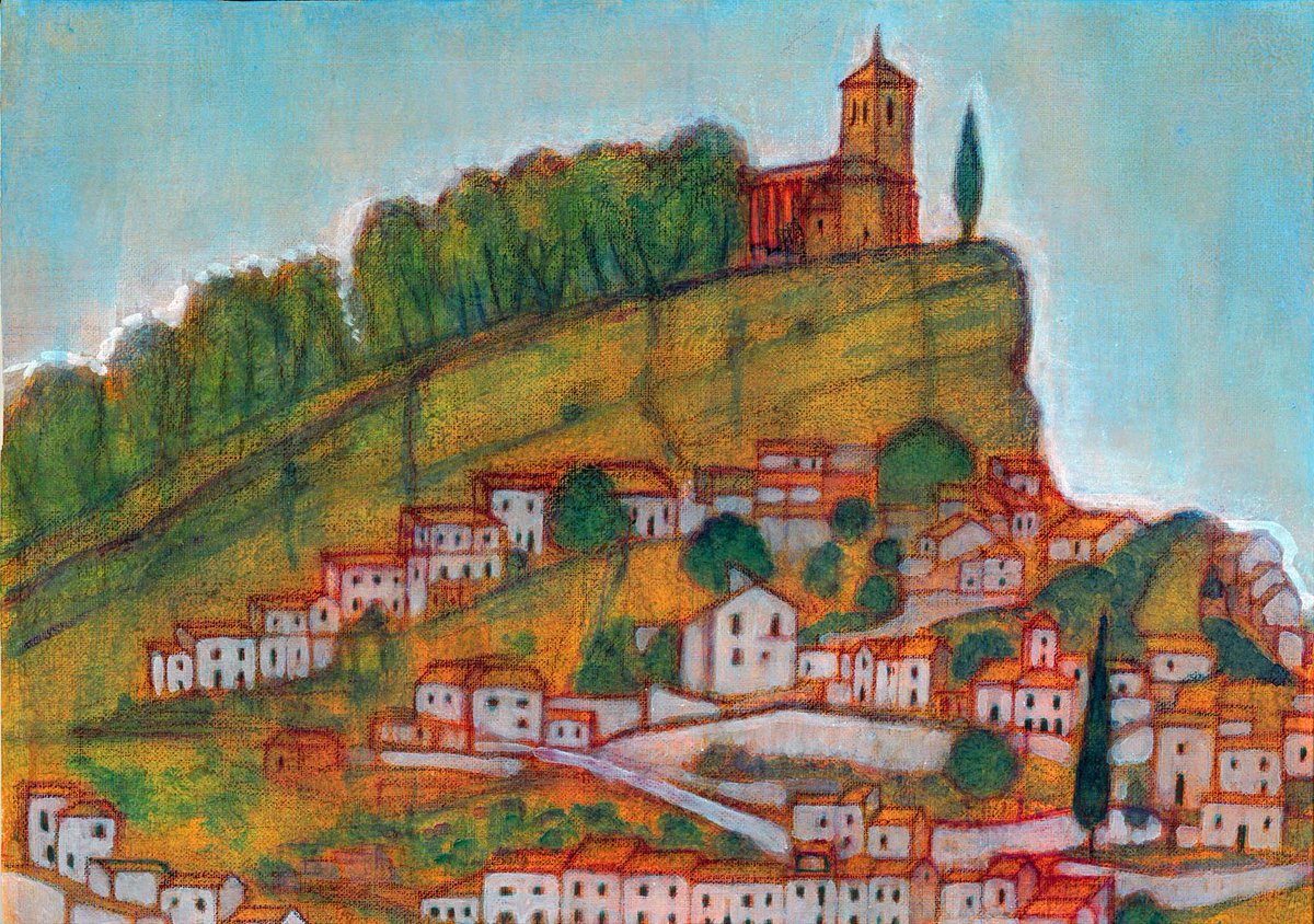 keiko3038's tweet photo. モンテフリオ⛪️スペインの断崖の街モンテフリオ⛪️#artmeter #風景画 #アートメーター #画家 #スペイン https://t.co/kIxrs0kG02
