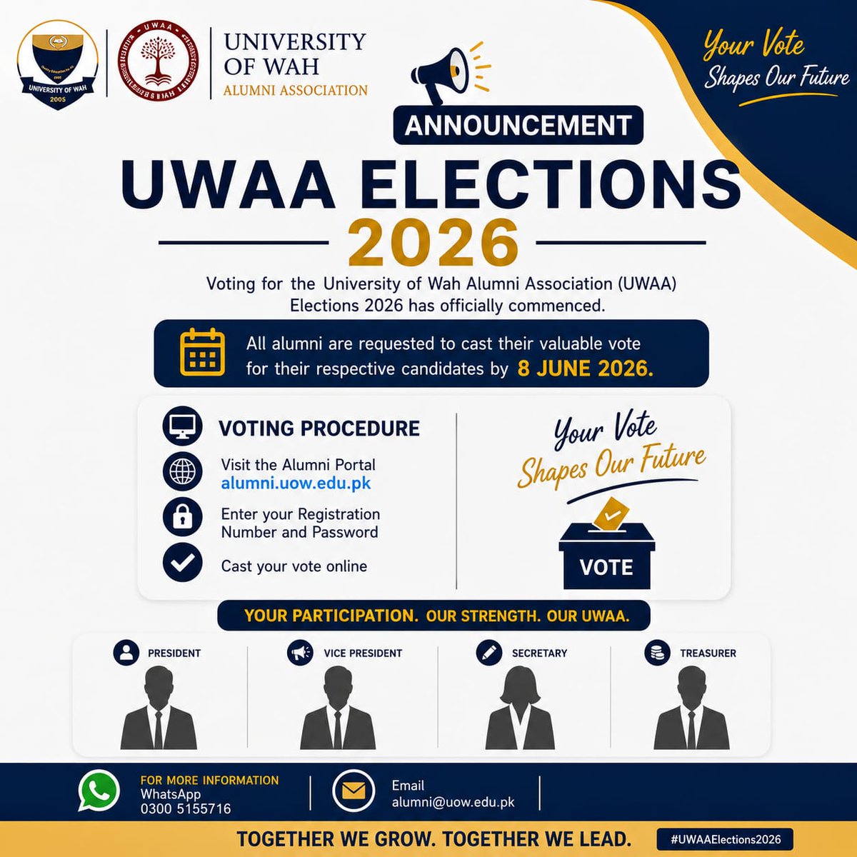 📢 𝐀𝐧𝐧𝐨𝐮𝐧𝐜𝐞𝐦𝐞𝐧𝐭: 𝐔𝐧𝐢𝐯𝐞𝐫𝐬𝐢𝐭𝐲 𝐨𝐟 𝐖𝐚𝐡 𝐀𝐥𝐮𝐦𝐧𝐢 𝐀𝐬𝐬𝐨𝐜𝐢𝐚𝐭𝐢𝐨𝐧 (𝐔𝐖𝐀𝐀) 𝐄𝐥𝐞𝐜𝐭𝐢𝐨𝐧𝐬 ...