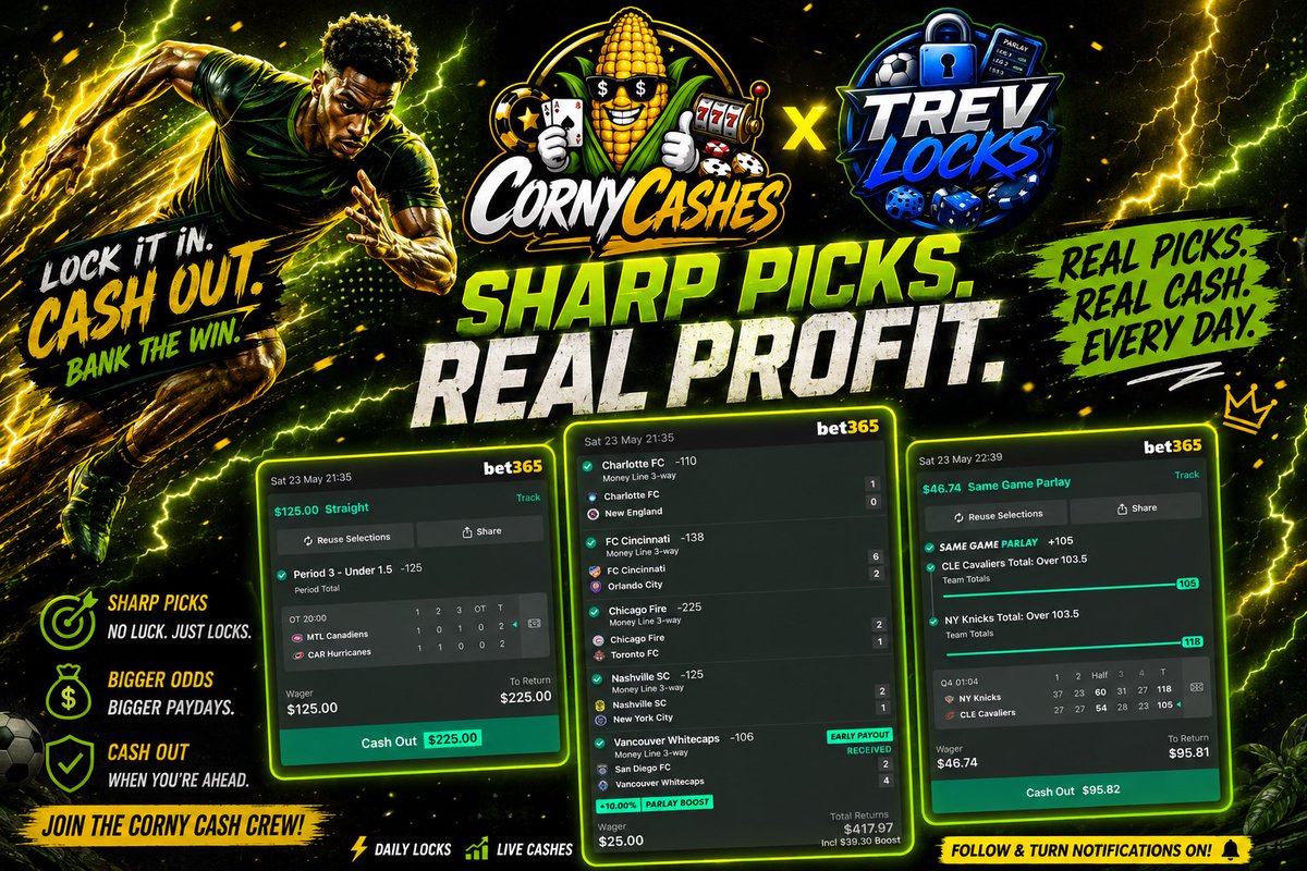 CornyCashes's tweet photo. @TrevsLocks been locked in lately 🔥

If you not tailing yet, you’re missing profit 💰

#SportsBetting #BettingTwitter #SportsPicks #LocksOfTheDay #CashOut #Parlay #GamblingTwitter #Bet365 #SharpPicks #SportsGambling #BettingCommunity #NHLPicks #SoccerPicks #NBAPicks https://t.co/2ppeKYiTwi