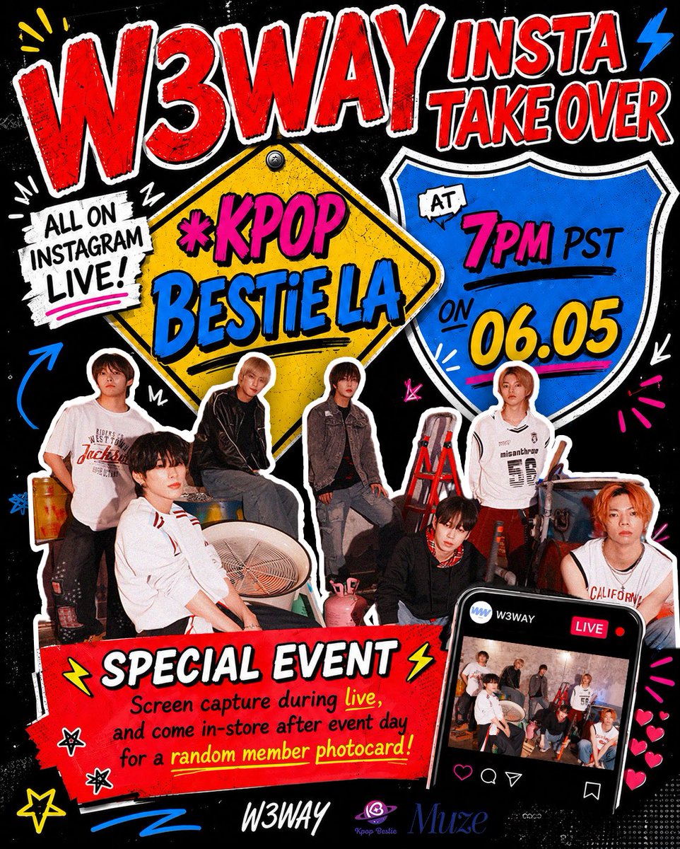 www_W3WAY's tweet photo. W3WAY INSTA TAKEOVER WE'RE GOING LIVE !!

Join W3WAY on Instagram Live with KPOP BESTIE LA for a special takeover ~ let's get to know W3WAY!

🕖17 June 5 • 7PM PST
• LIVE on Instagram (both on store &amp; artist account)

#W3WAY #KPOPBESTIELA #KPOP #InstagramLive
#KpopEvent https://t.co/LbmZrNpdrc