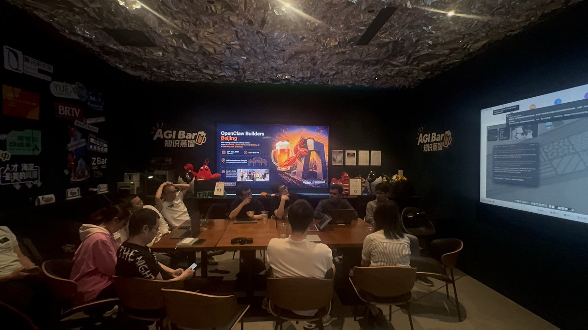 omjambhale3's tweet photo. we hosted our 8th openclaw meetup, this time in Beijing.

20+ Chinese builders shared their use cases, products and workflows built with OpenClaw.

i have seen more power users of openclaw in China than anywhere else by far.

Beijing was a special one,  language was the biggest barrier. we literally had a live translator on the screen. Yet everyone was so supportive and patient.

the excitement, enthusiasm and warmth that Chinese builders showed me by the end of the session was truly surreal.