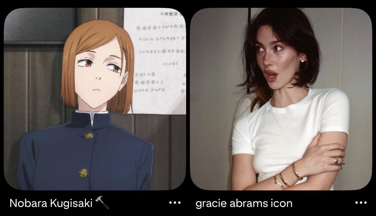 deerlijah's tweet photo. this MIGHT be niche but it’s MY niche. #gracieabrams #nobarakugisaki #jjk https://t.co/bVcmgmHY1w