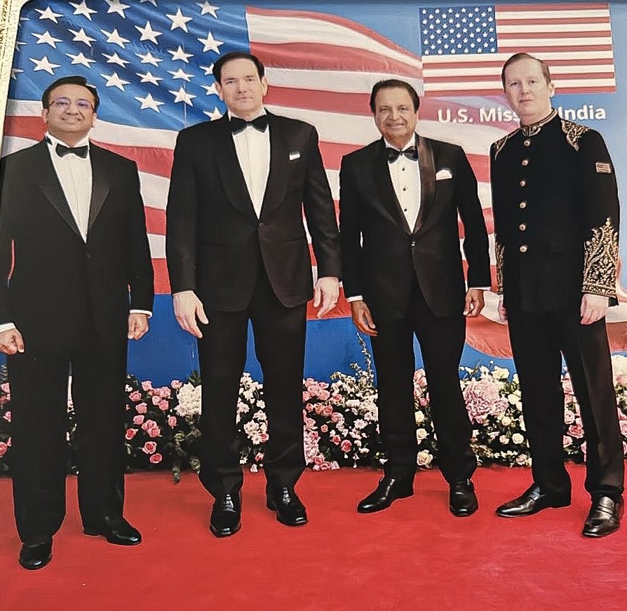 BinodKChaudhary's tweet photo. Representing Nepal's private sector at the Roosevelt House reception in New Delhi - honoring U.S. Secretary of State Marco Rubio, alongside my son Varun. I have always believed that Nepal's story is bigger than its geography. A nation of resilient people, untapped potential, and enormous opportunity. Nepal belongs in these conversations. And it always will .
#MarcoRubio #RooseveltHouse #USEmbassy