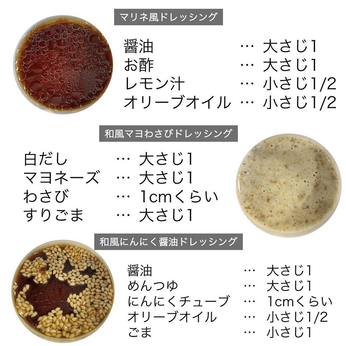 yaseru_hanako's tweet photo. トモダチから送られてきた自作ドレッシングレシピ良すぎん？？？保存必須 https://t.co/GYNna8buG7