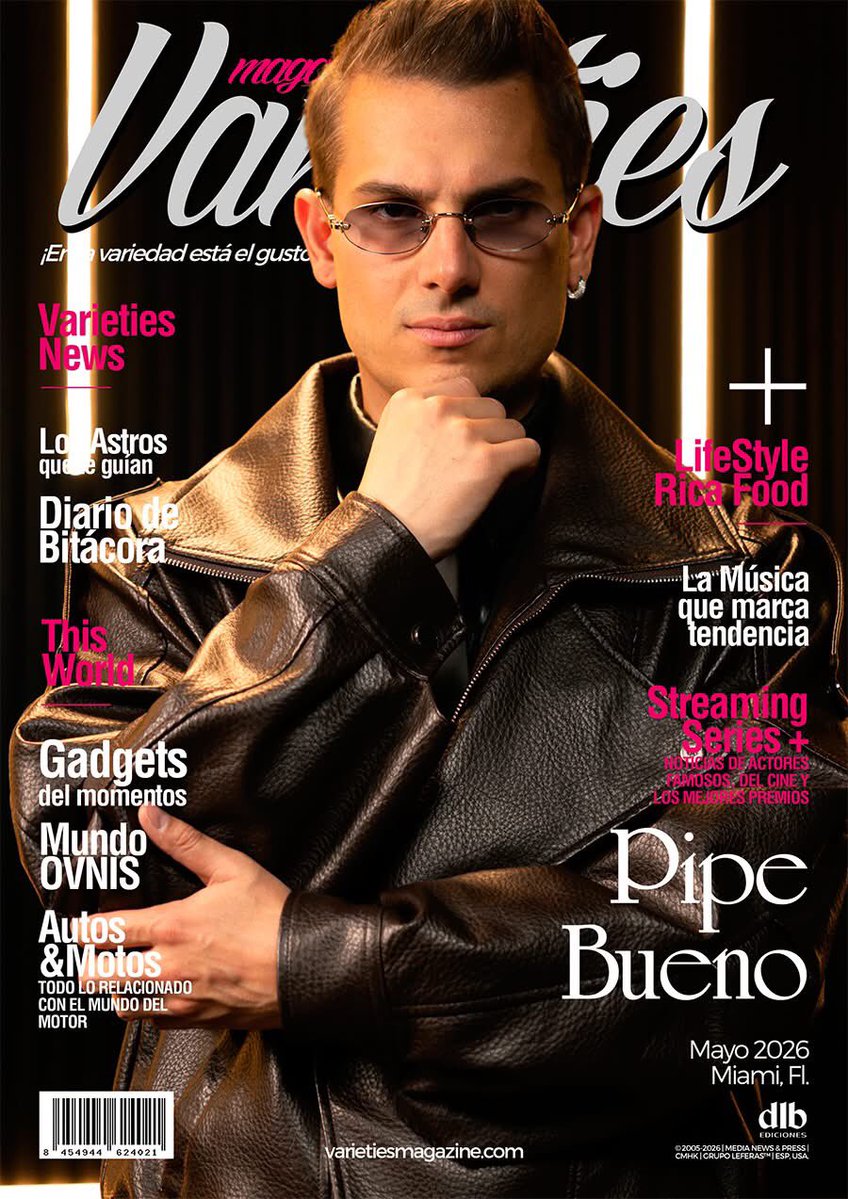 dlbLiveTv's tweet photo. Pipe Bueno portada en Varieties Magazine mayo 2026. Mira el reportaje completo aquí: https://t.co/LejRmoimR4 @dlbnoticias 
.
Portada: @pipebueno 
Diseño cover: @leonfernandezoficial
Foto: Disclaimer: Las imágenes
utilizadas son propiedad de sus autores.
Sello: @warnermusiclat https://t.co/o512p2iIjc