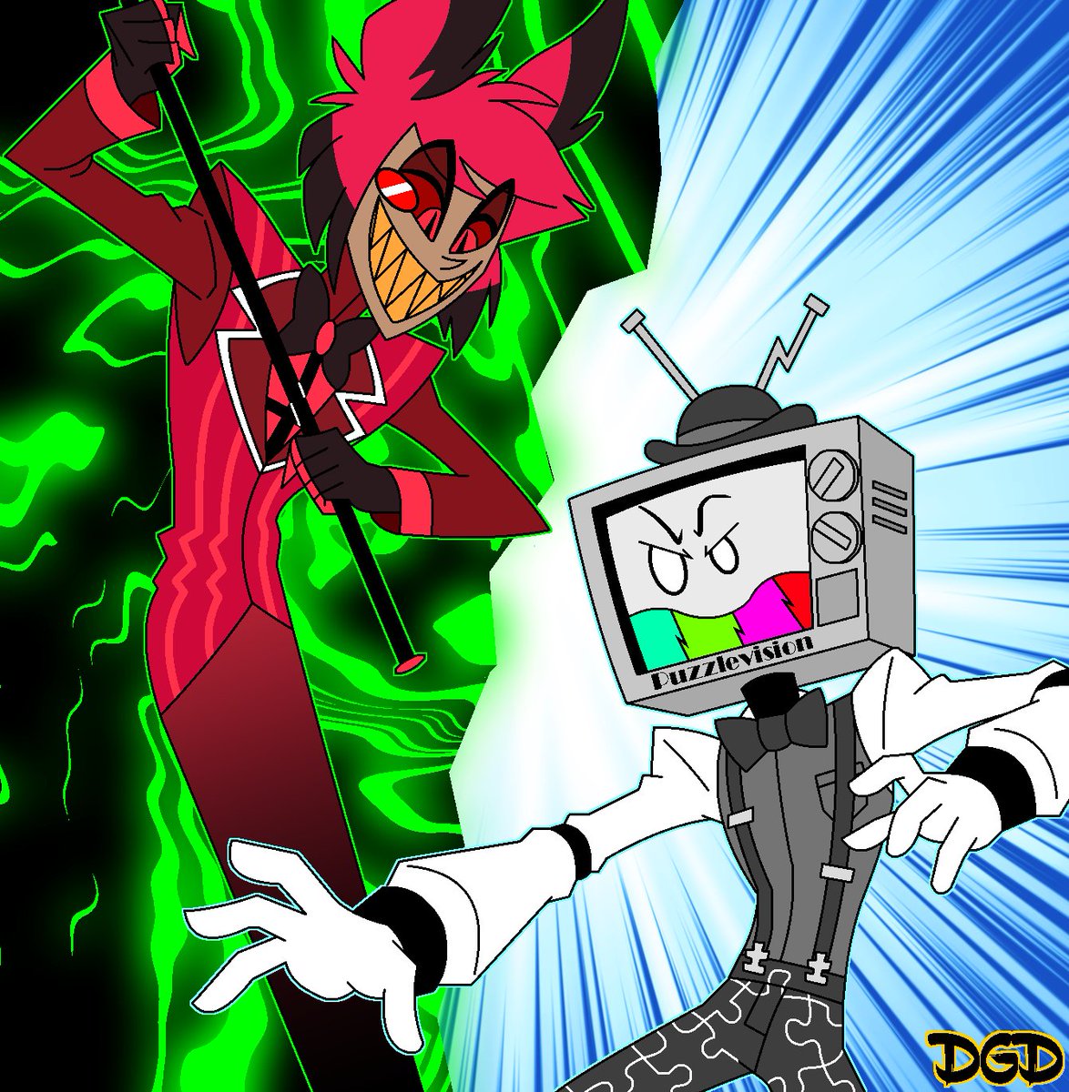 DarkGold000's tweet photo. Mr. Puzzles vs Alastor

The question shouldn't be who would win...

The question should be...

Would this fight be entertaining?

#cartoon #alastor #puzzles #HazbineHotel #SMG4 #GLITCH #glitchproductions #vivziepop #hazbinart #fanart #battle https://t.co/K9RVw89Xfs
