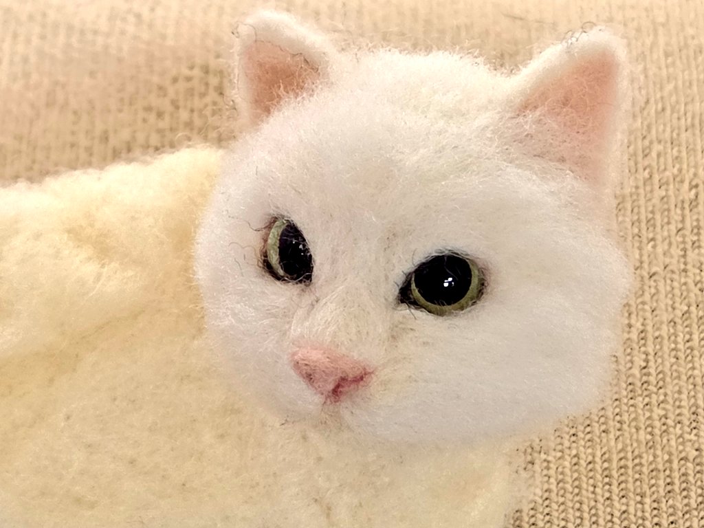 大好きな白猫制作中。 けど、 進まなぁ〜〜〜い💦 今日は鼻だけ、次の