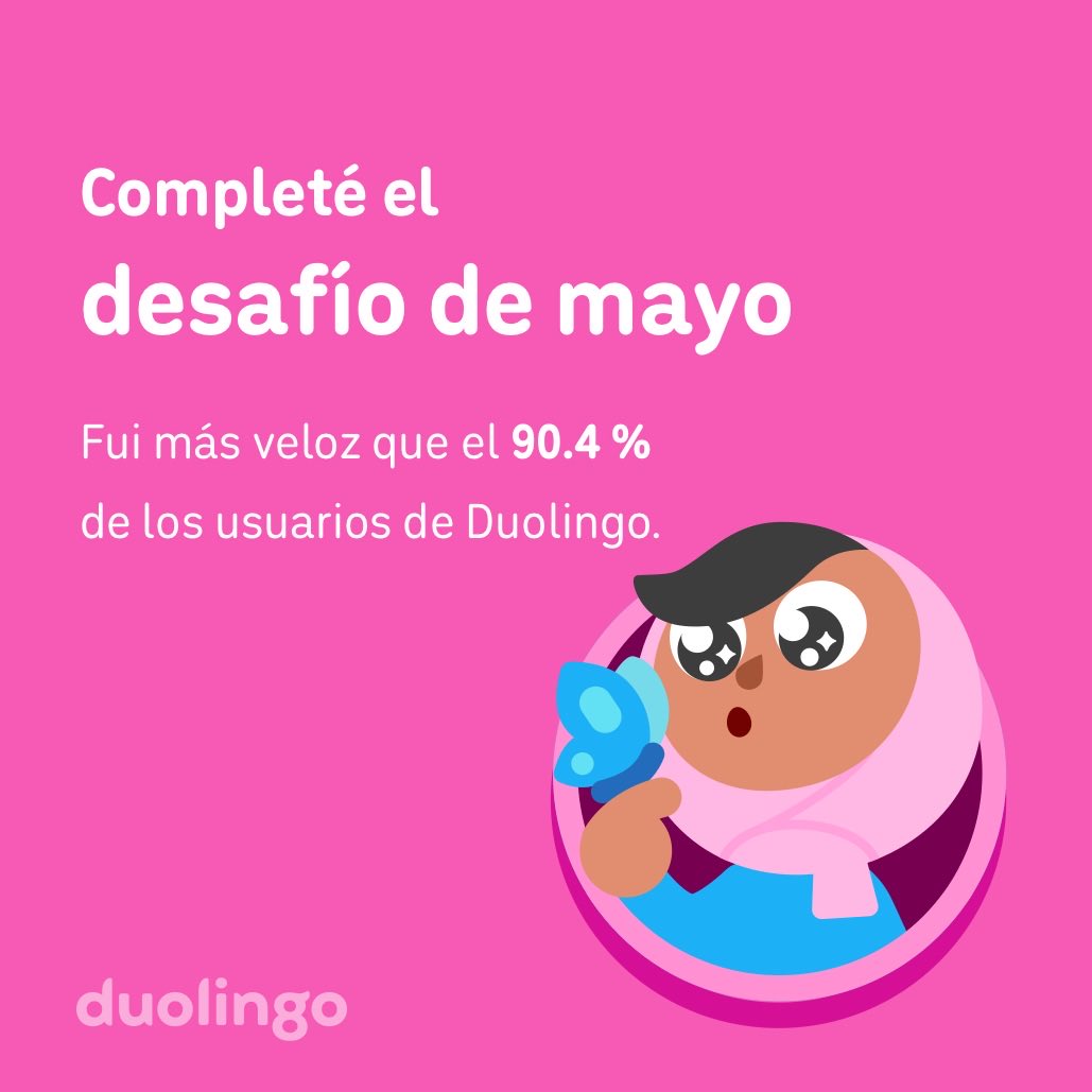 Jeison_FLA's tweet photo. ¡Completé el desafío de mayo más rápido que el 90.4 % de los usuarios de Duolingo! https://t.co/cOmhg8IHzM
