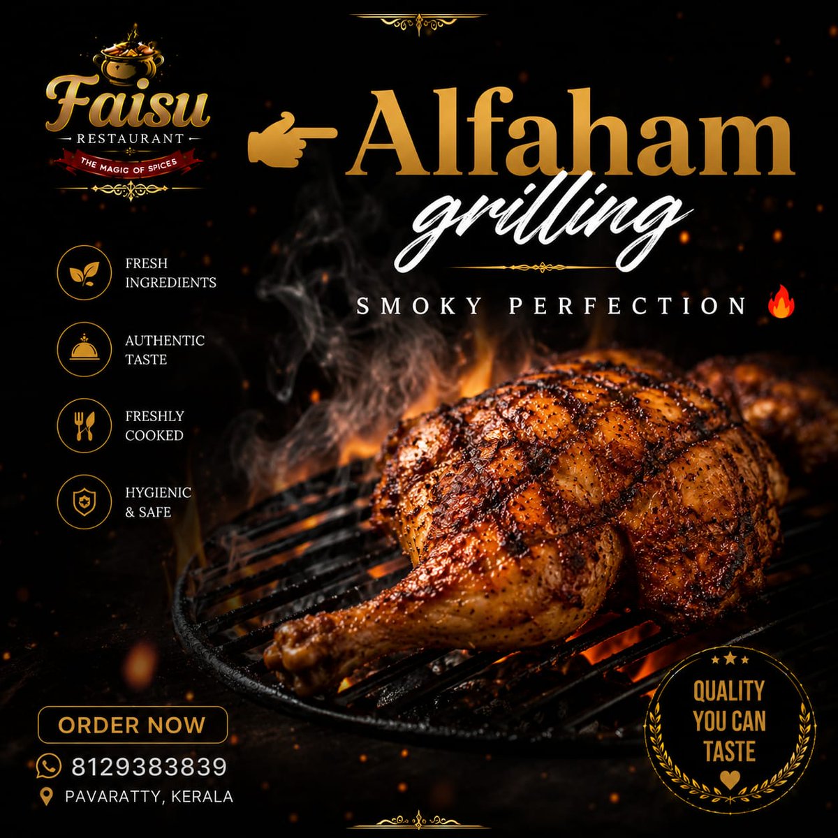 ChefN95269's tweet photo. Smoky Alfaham 🔥

Fire grilled. Smoky. Juicy 🍗🔥
FAISU Alfaham hits different 😍

📞 8129383839

#FaisuRestaurant #Alfaham #SmokyPerfection #KeralaFood #FoodLovers https://t.co/5CTO5lNAzB
